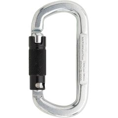 Austrialpin Asymm Oval Steel Carabiner - 2-Stage Locking - Bright with Black Gate